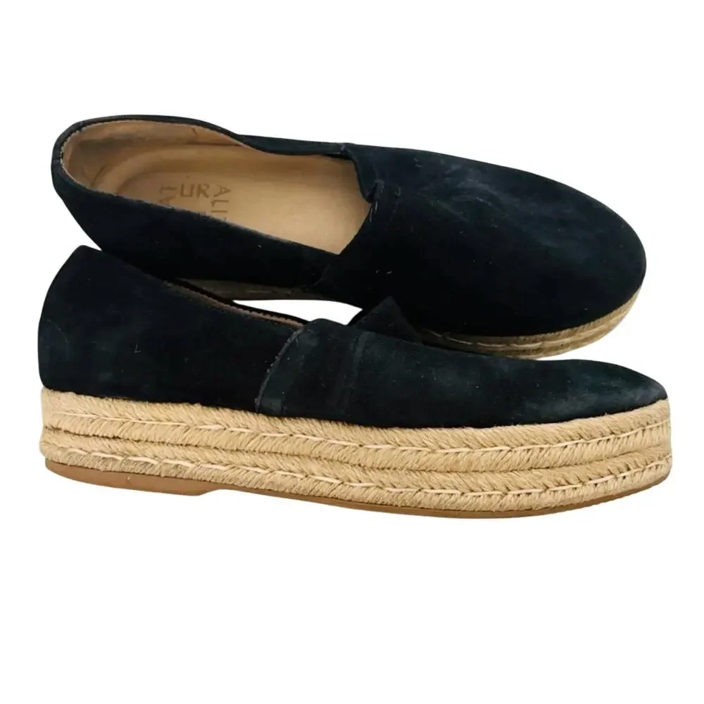 Naturalizer Thea 3 Black Suede Platform Espadrilles